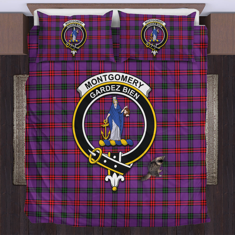 Montgomery Tartan Bedding Set with Family Crest US Bedding Set - Tartan Vibes Clothing