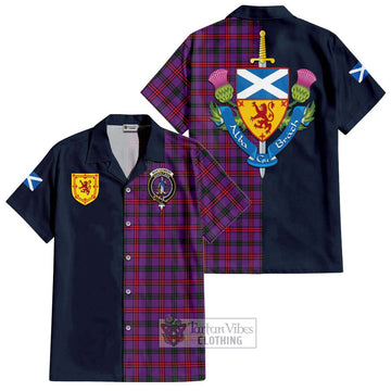 Montgomery Tartan Short Sleeve Button Shirt Alba with Scottish Lion Royal Arm Half Style