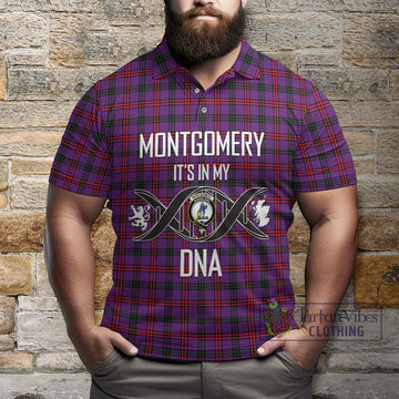 Montgomery Tartan Polo Shirt with Family Crest DNA In Me Style