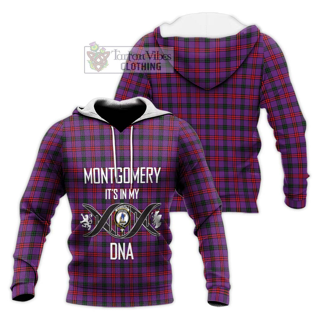 Montgomery Tartan Knitted Hoodie with Family Crest DNA In Me Style Unisex Knitted Pullover Hoodie - Tartanvibesclothing Shop