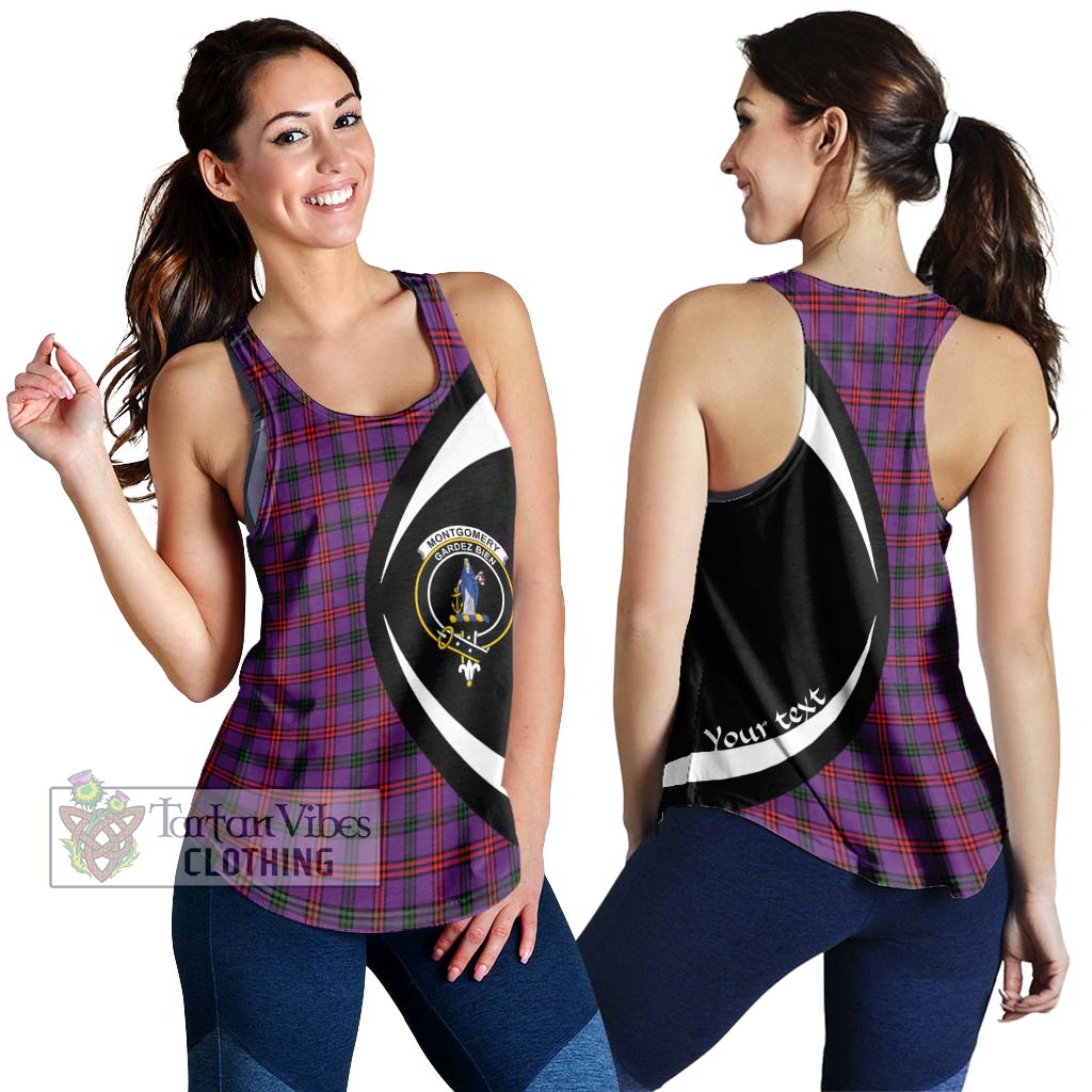 Montgomery Tartan Women's Racerback Tanks with Family Crest Circle Style 4XL - Tartan Vibes Clothing