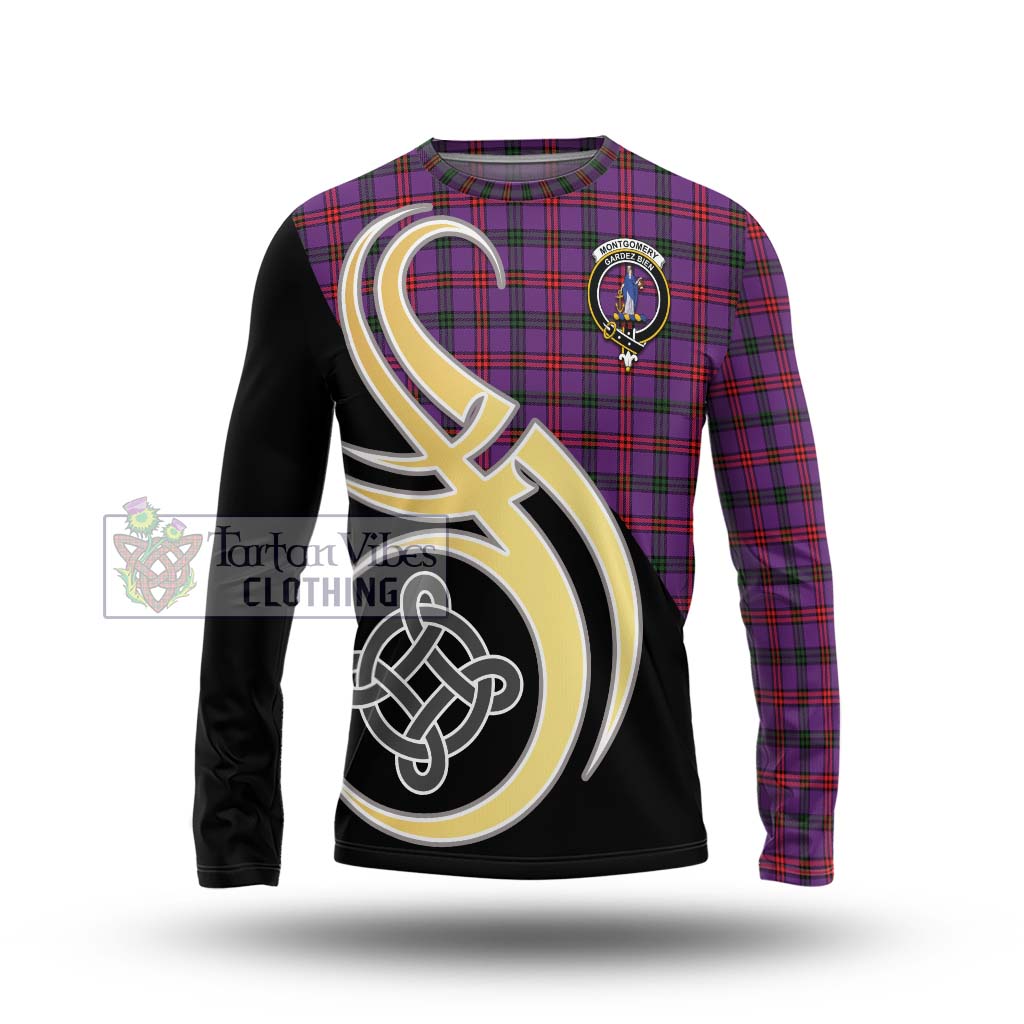 Montgomery Tartan Long Sleeve T-Shirt with Family Crest and Celtic Symbol Style Unisex - Tartan Vibes Clothing