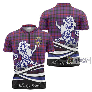 Montgomery Tartan Zipper Polo Shirt with Alba Gu Brath Regal Lion Emblem