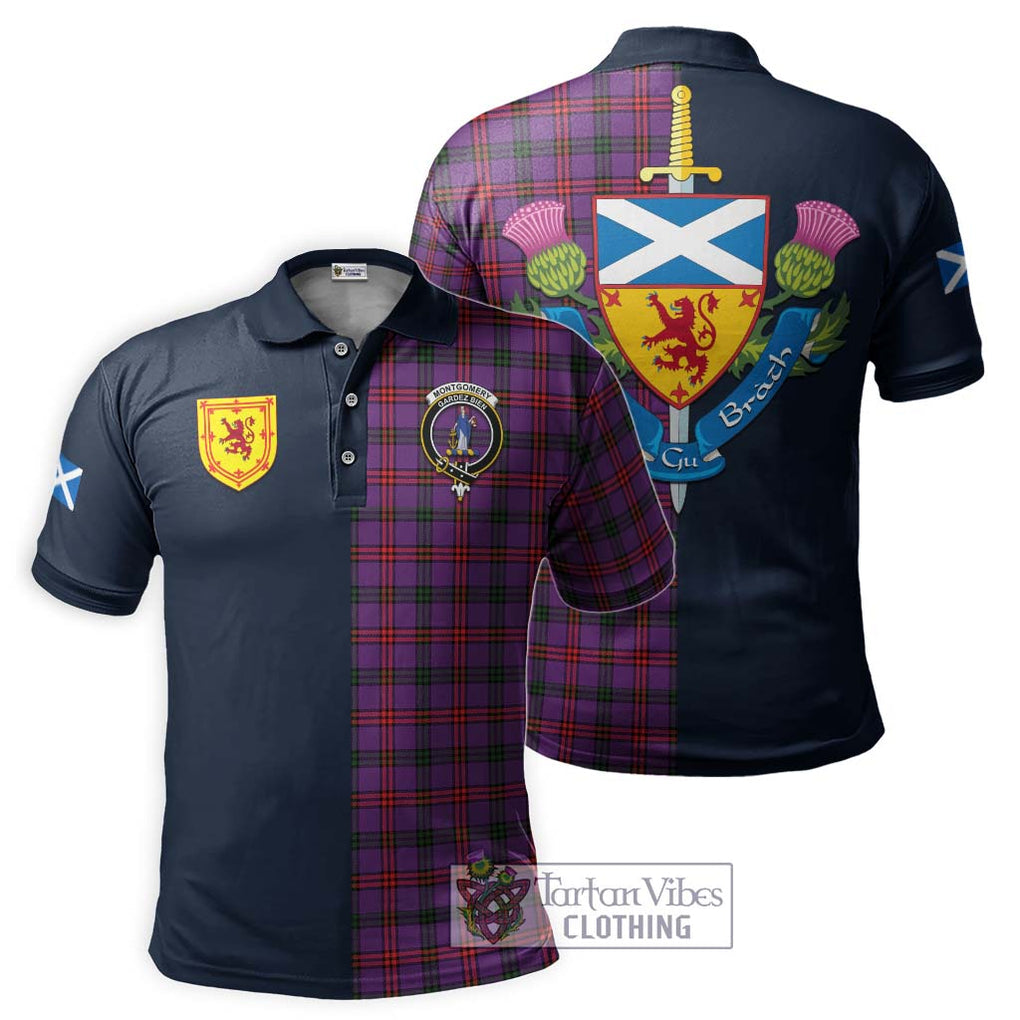 Tartan Vibes Clothing Montgomery Modern Tartan Polo Shirt with Scottish Lion Royal Arm Half Style