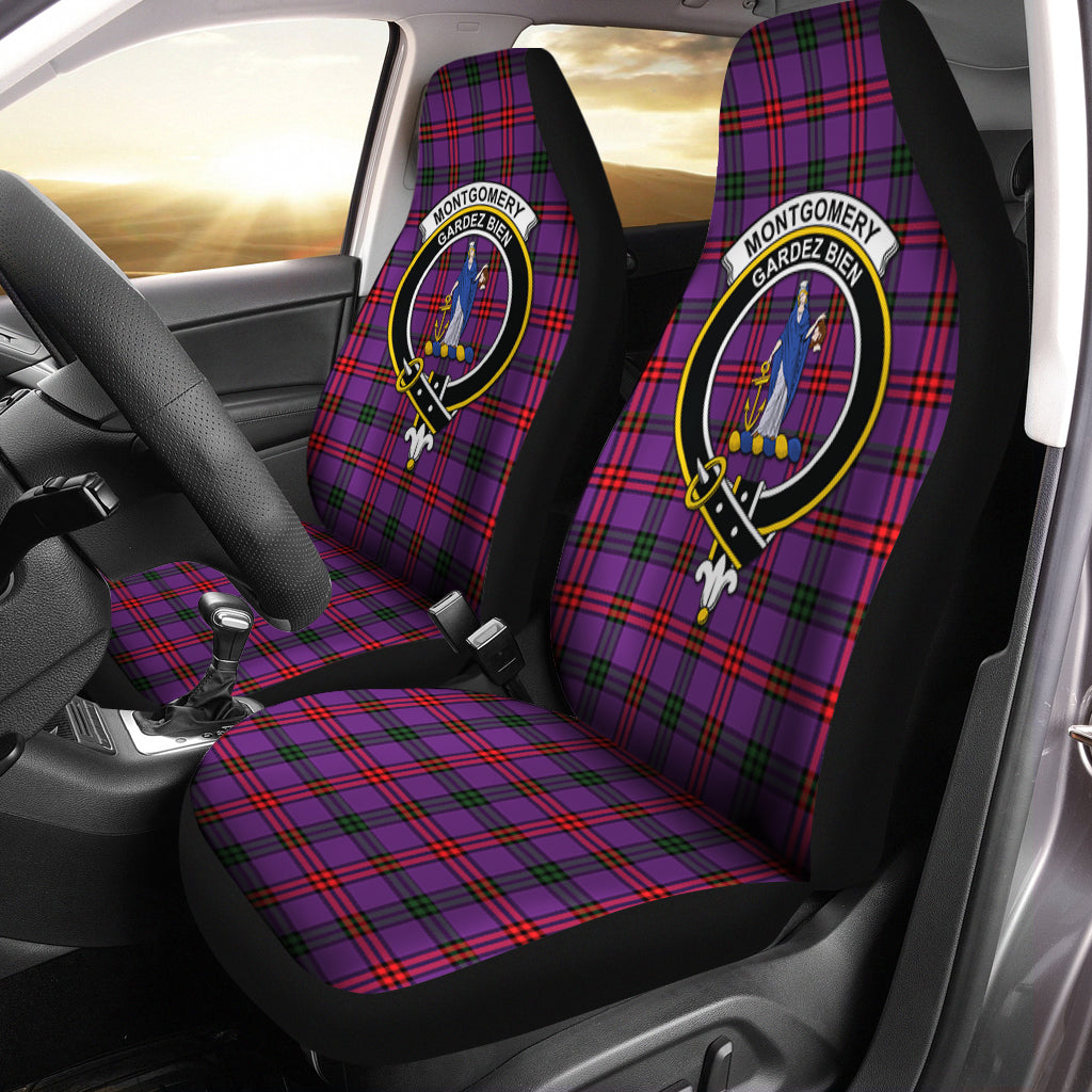 Montgomery Modern Tartan Car Seat Cover with Family Crest One Size - Tartanvibesclothing