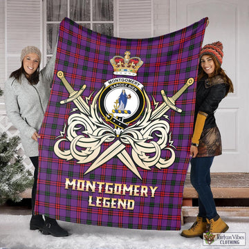 Montgomery Tartan Blanket with Clan Crest and the Golden Sword of Courageous Legacy