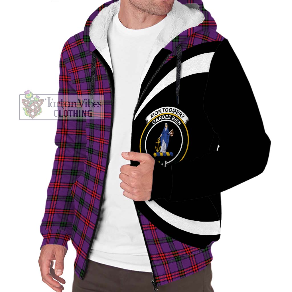 Montgomery Tartan Sherpa Hoodie with Family Crest Circle Style Unisex S - Tartan Vibes Clothing