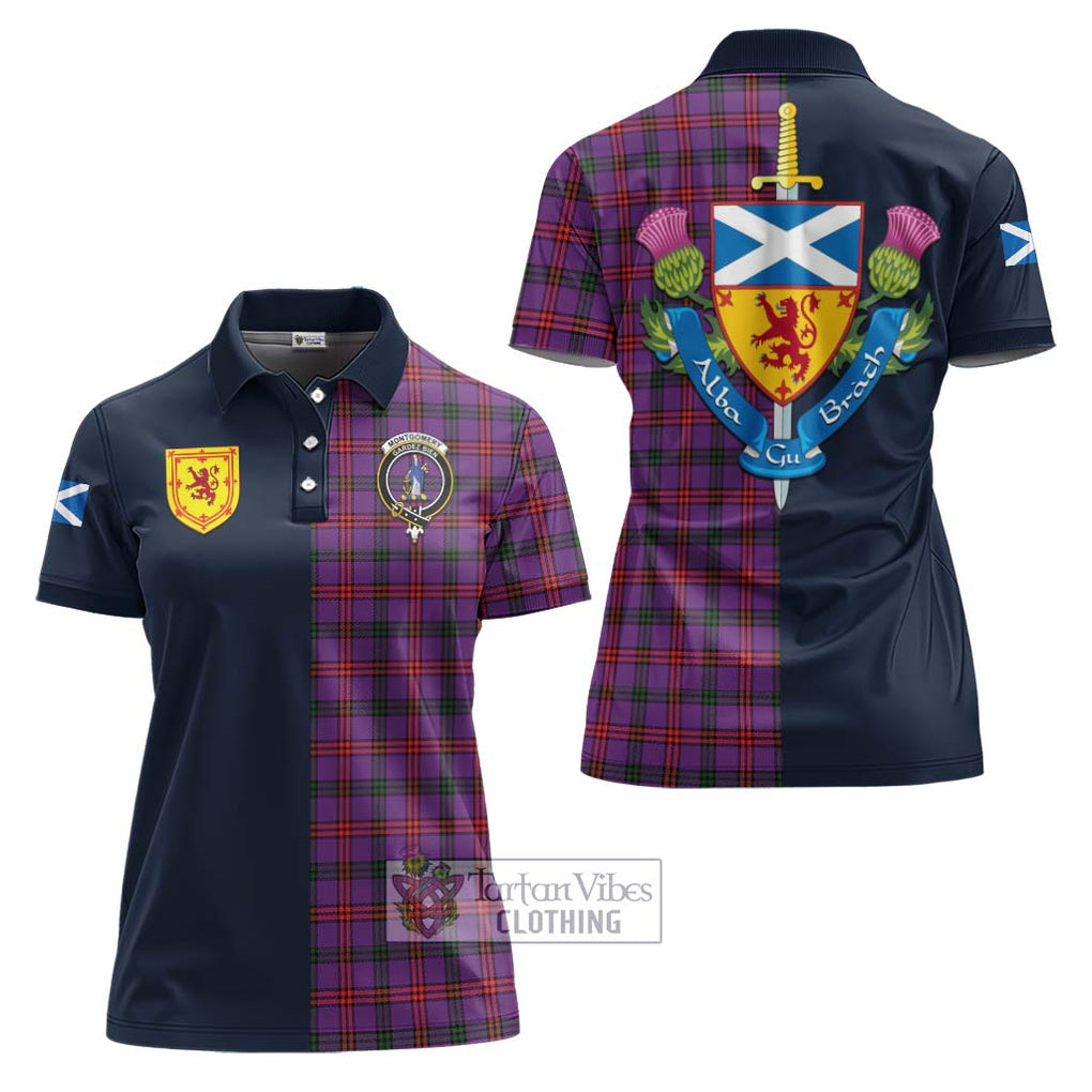 Tartan Vibes Clothing Montgomery Modern Tartan Women's Polo Shirt with Scottish Lion Royal Arm Half Style