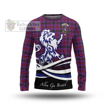 Montgomery Tartan Long Sleeve T-Shirt with Alba Gu Brath Regal Lion Emblem