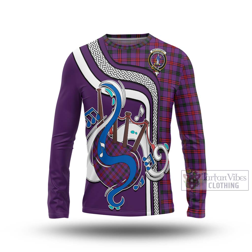 Tartan Vibes Clothing Montgomery Modern Tartan Long Sleeve T-Shirt with Epic Bagpipe Style