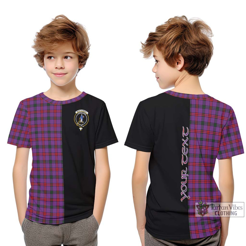 Montgomery Tartan Kid T-Shirt with Family Crest and Half Of Me Style Youth XL Size14 - Tartanvibesclothing Shop