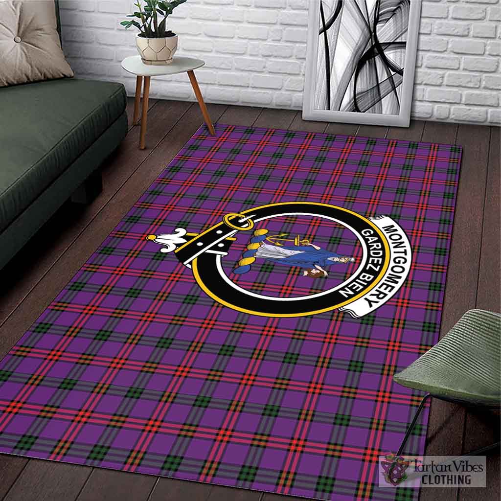 Tartan Vibes Clothing Montgomery Modern Tartan Area Rug with Family Crest