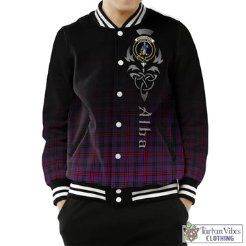 Montgomery Tartan Baseball Jacket Featuring Alba Gu Brath Family Crest Celtic Inspired