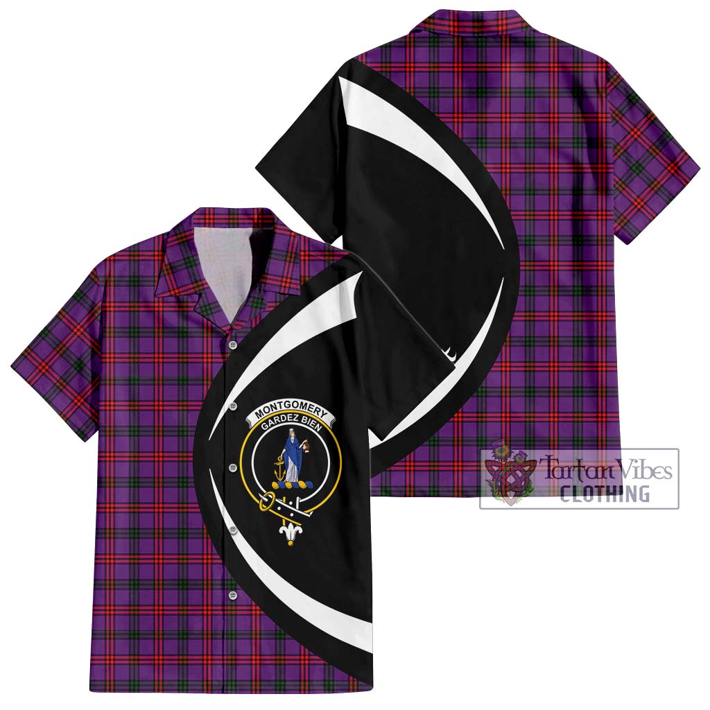 Montgomery Tartan Short Sleeve Button Up with Family Crest Circle Style Kid - Tartan Vibes Clothing