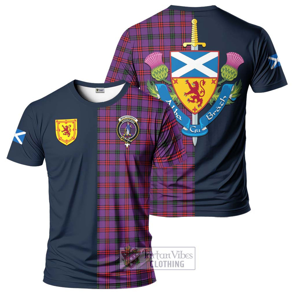 Tartan Vibes Clothing Montgomery Modern Tartan T-Shirt Alba with Scottish Lion Royal Arm Half Style