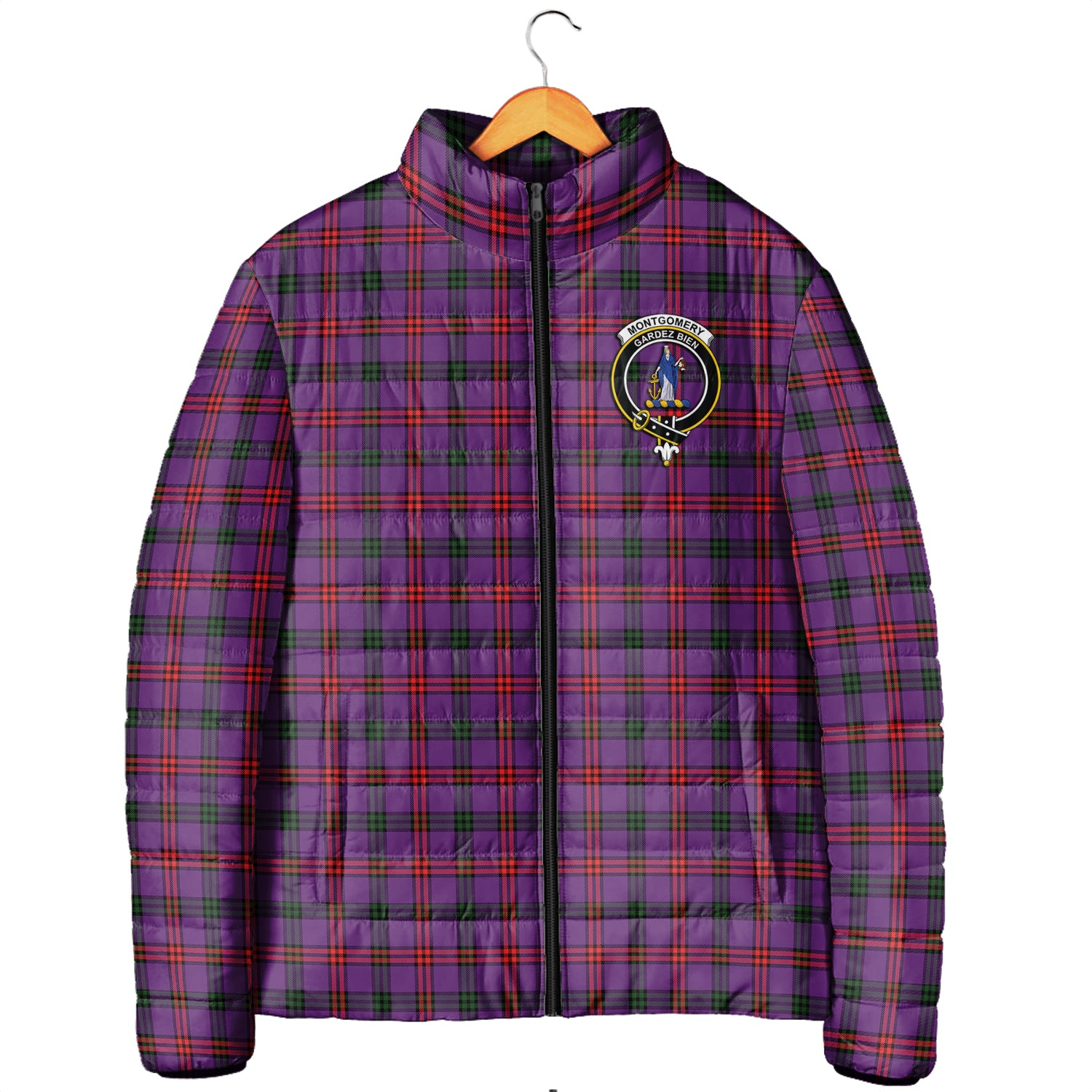 Montgomery Tartan Padded Jacket with Family Crest Men's Padded Jacket - Tartan Vibes Clothing