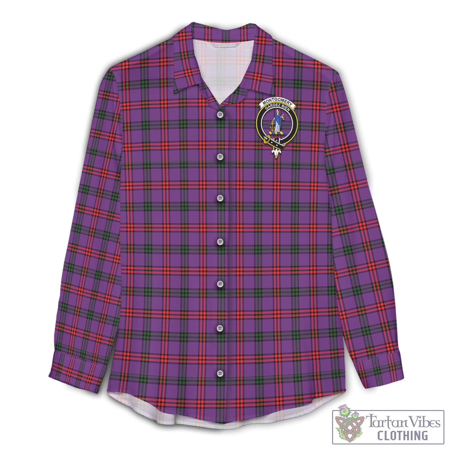 Tartan Vibes Clothing Montgomery Modern Tartan Womens Casual Shirt with Family Crest