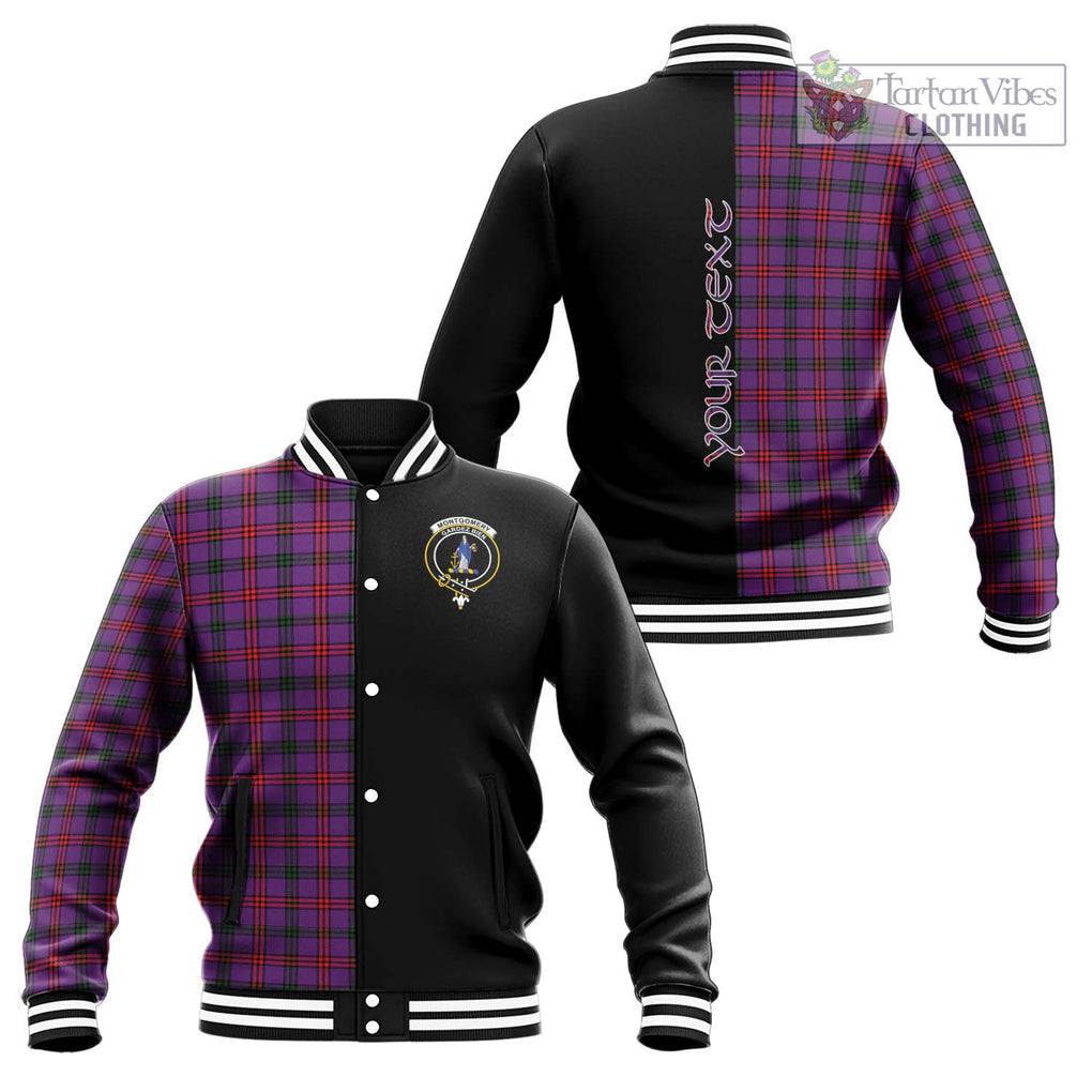 Montgomery Tartan Baseball Jacket with Family Crest and Half Of Me Style Unisex - Tartanvibesclothing Shop