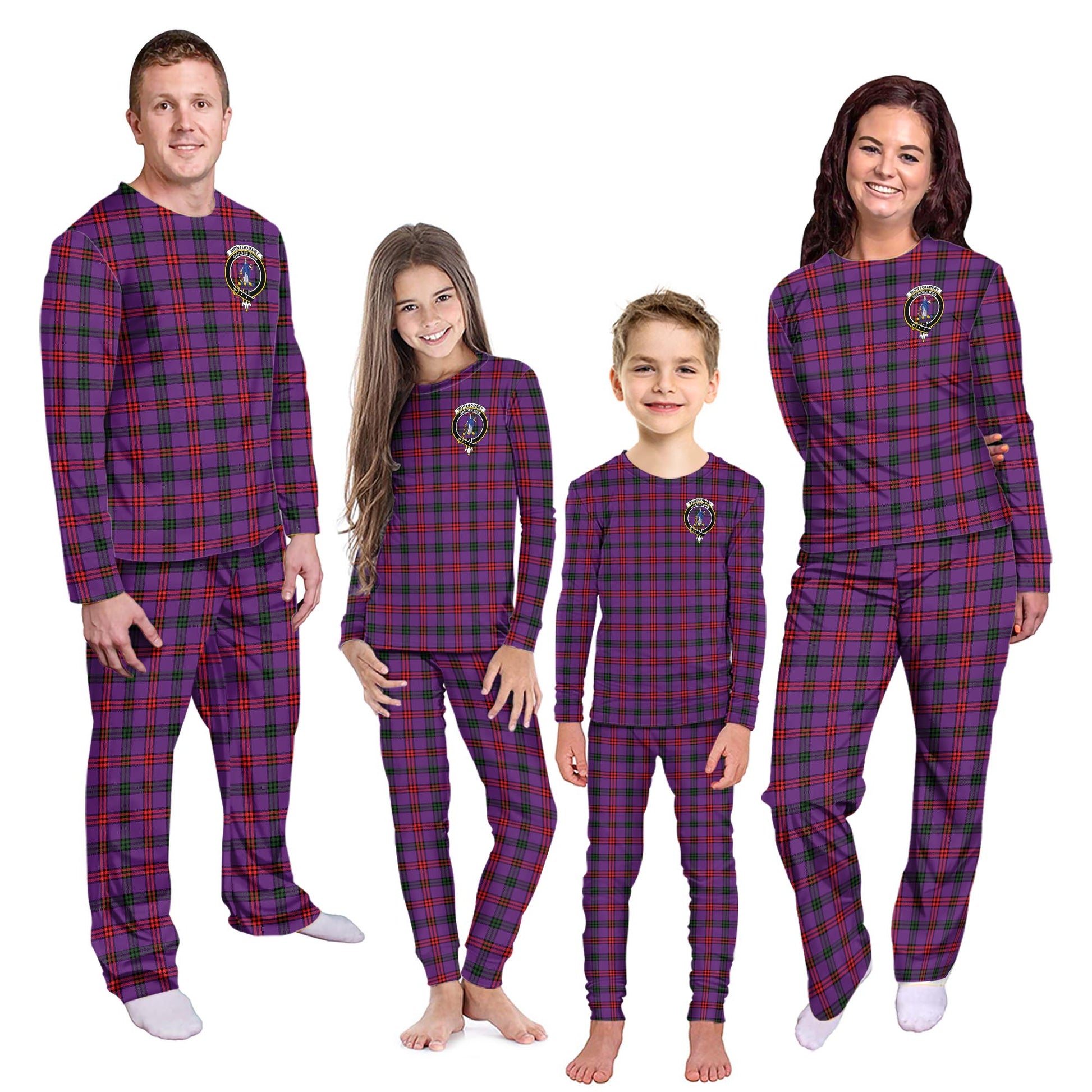 Montgomery Modern Tartan Pajamas Family Set with Family Crest - Tartanvibesclothing