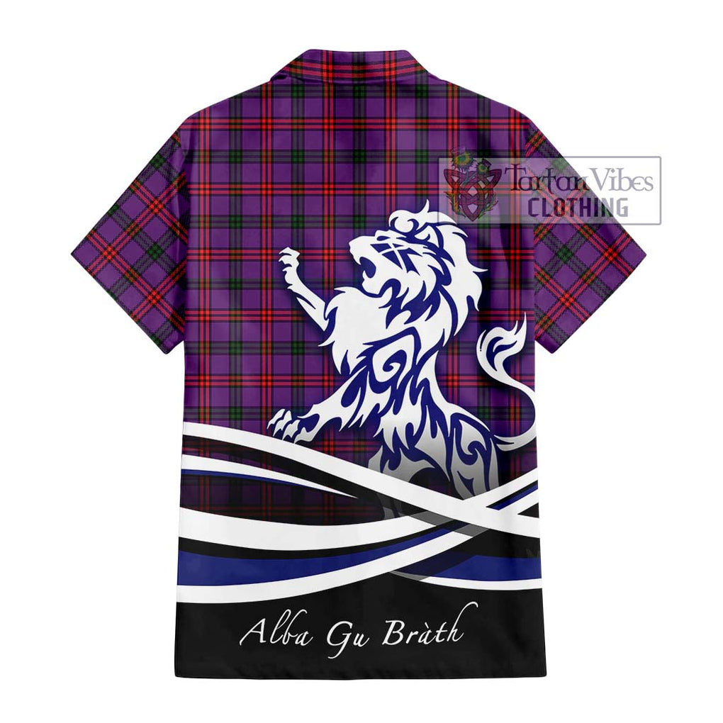 Montgomery Tartan Short Sleeve Button Shirt with Alba Gu Brath Regal Lion Emblem - Tartanvibesclothing Shop