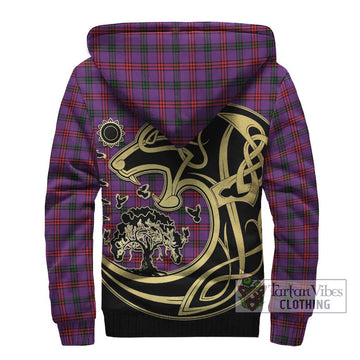 Montgomery Tartan Sherpa Hoodie with Family Crest Celtic Wolf Style