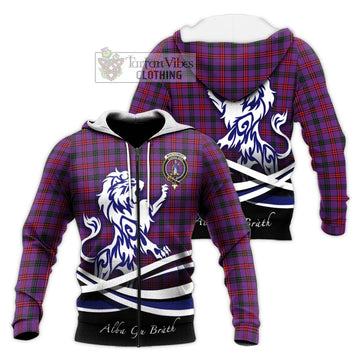 Montgomery Tartan Knitted Hoodie with Alba Gu Brath Regal Lion Emblem