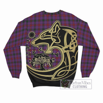 Montgomery Tartan Sweatshirt with Family Crest Celtic Wolf Style