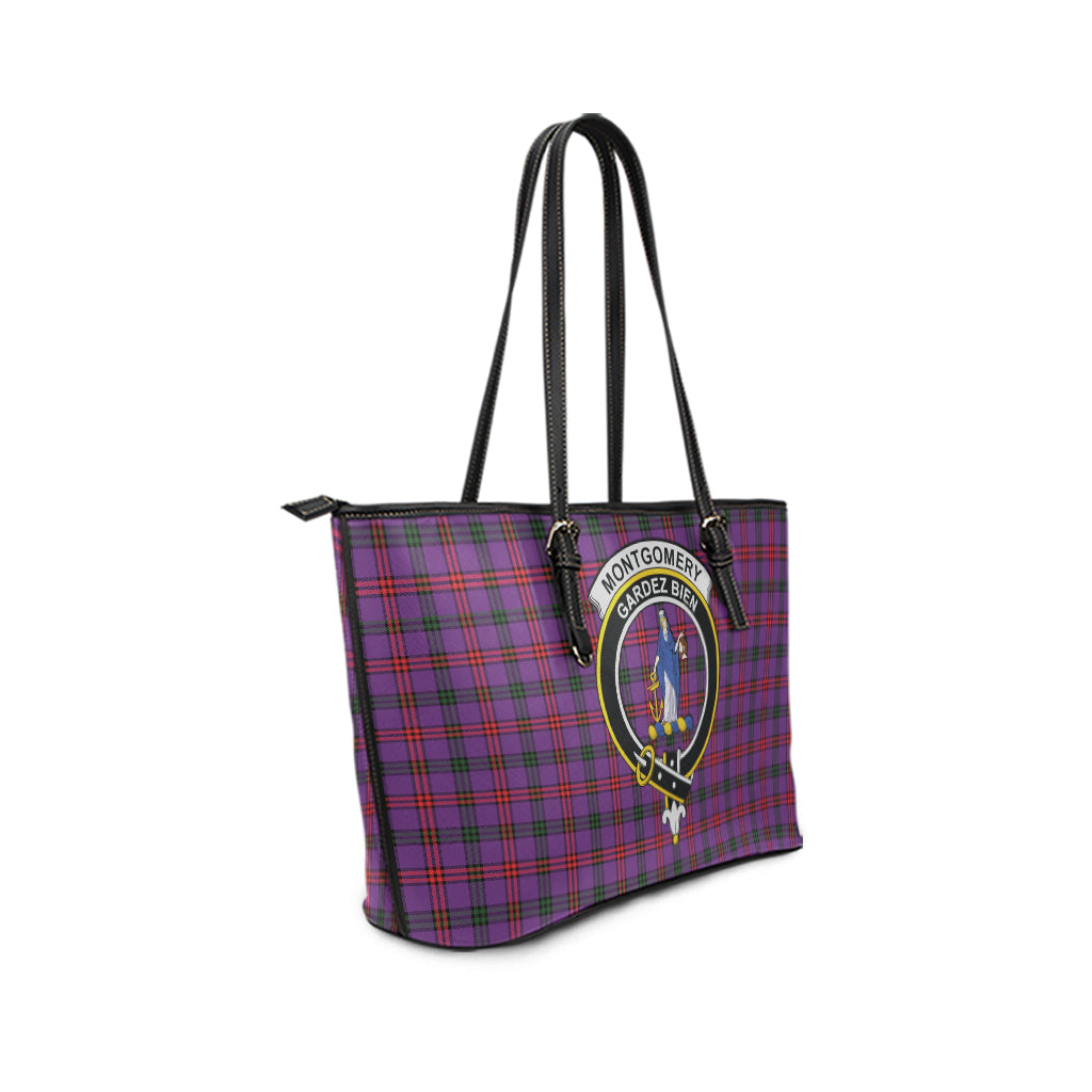 Montgomery Tartan Leather Tote Bag with Family Crest - Tartan Vibes Clothing