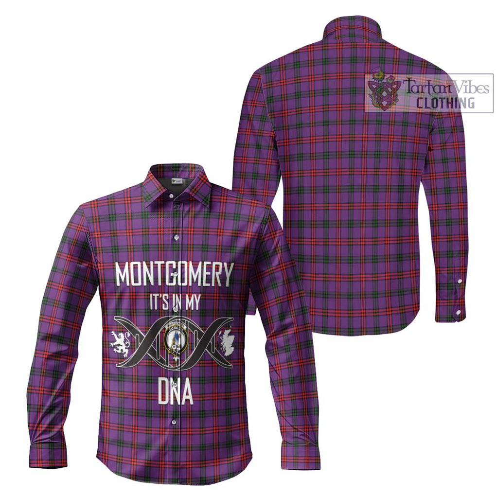 Montgomery Tartan Long Sleeve Button Shirt with Family Crest DNA In Me Style Men's Shirt - Tartanvibesclothing Shop