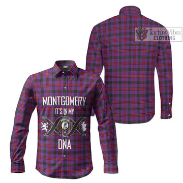 Montgomery Tartan Long Sleeve Button Shirt with Family Crest DNA In Me Style