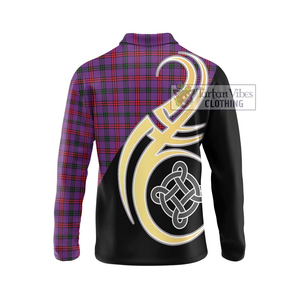 Montgomery Tartan Long Sleeve Polo Shirt with Family Crest and Celtic Symbol Style - Tartan Vibes Clothing