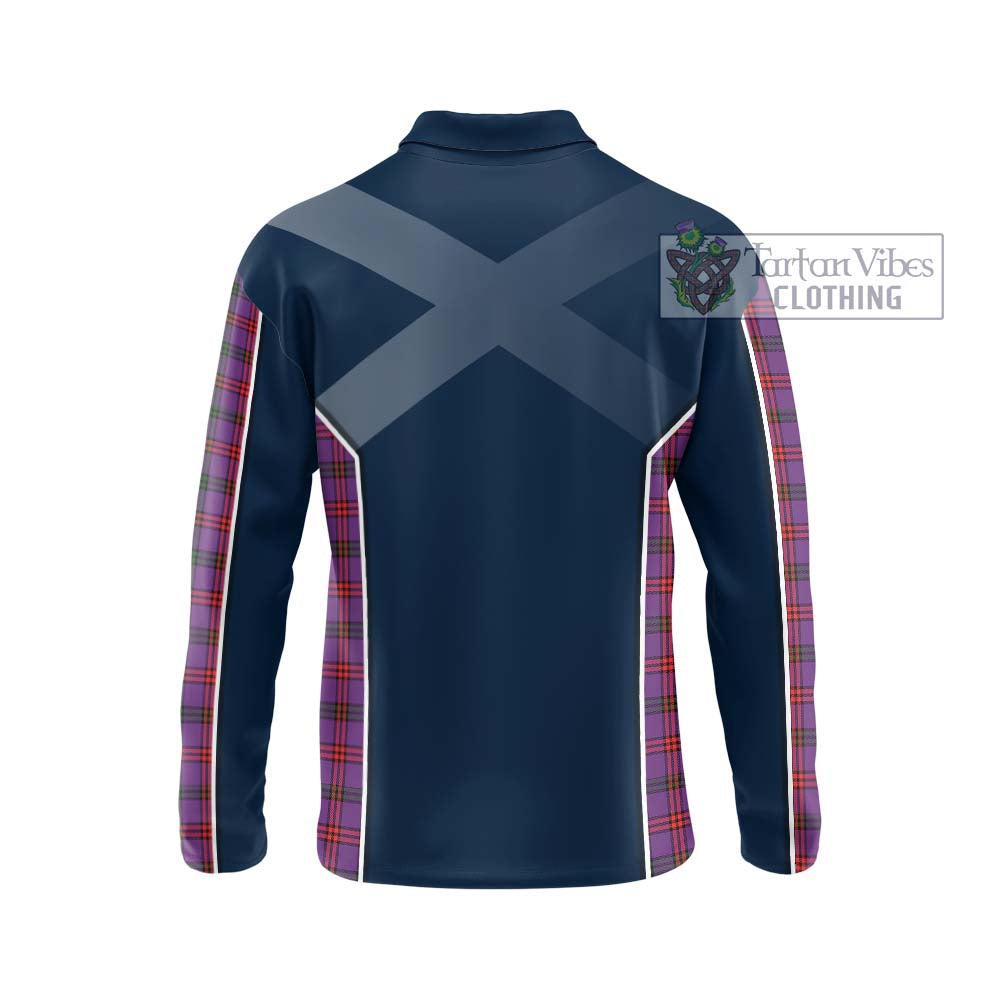 Montgomery Tartan Long Sleeve Polo Shirt with Family Crest and Lion Rampant Vibes Sport Style - Tartan Vibes Clothing