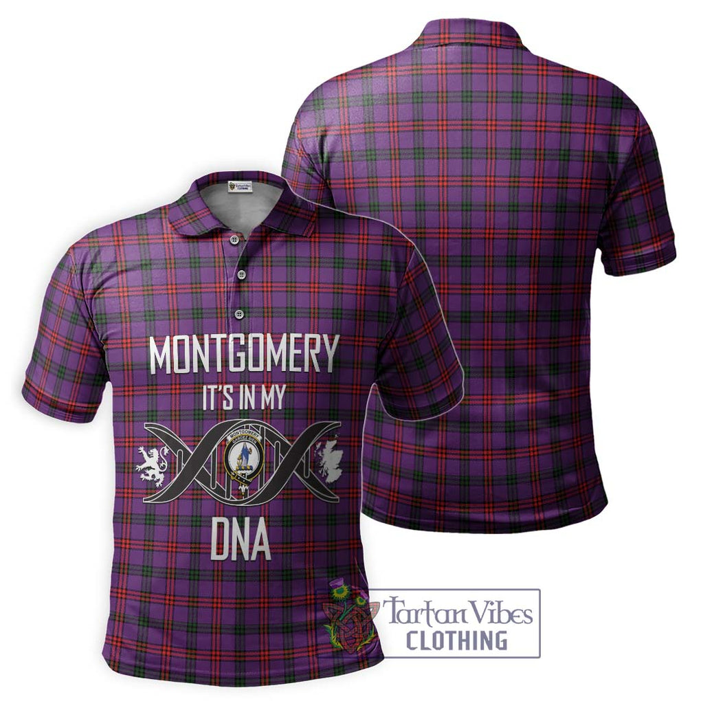 Montgomery Tartan Polo Shirt with Family Crest DNA In Me Style - Tartanvibesclothing Shop