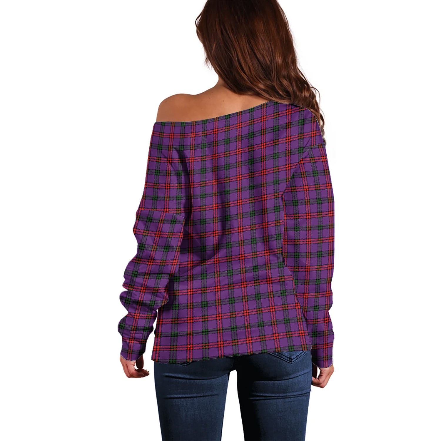 Montgomery Modern Tartan Off Shoulder Women Sweater with Family Crest - Tartanvibesclothing