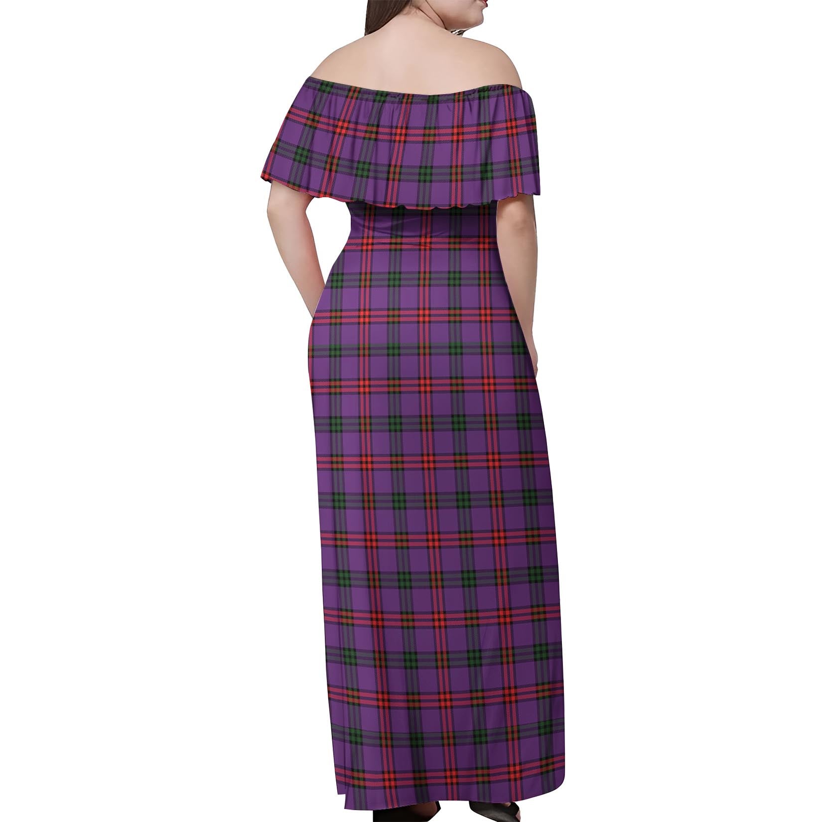 Montgomery Modern Tartan Off Shoulder Long Dress - Tartanvibesclothing