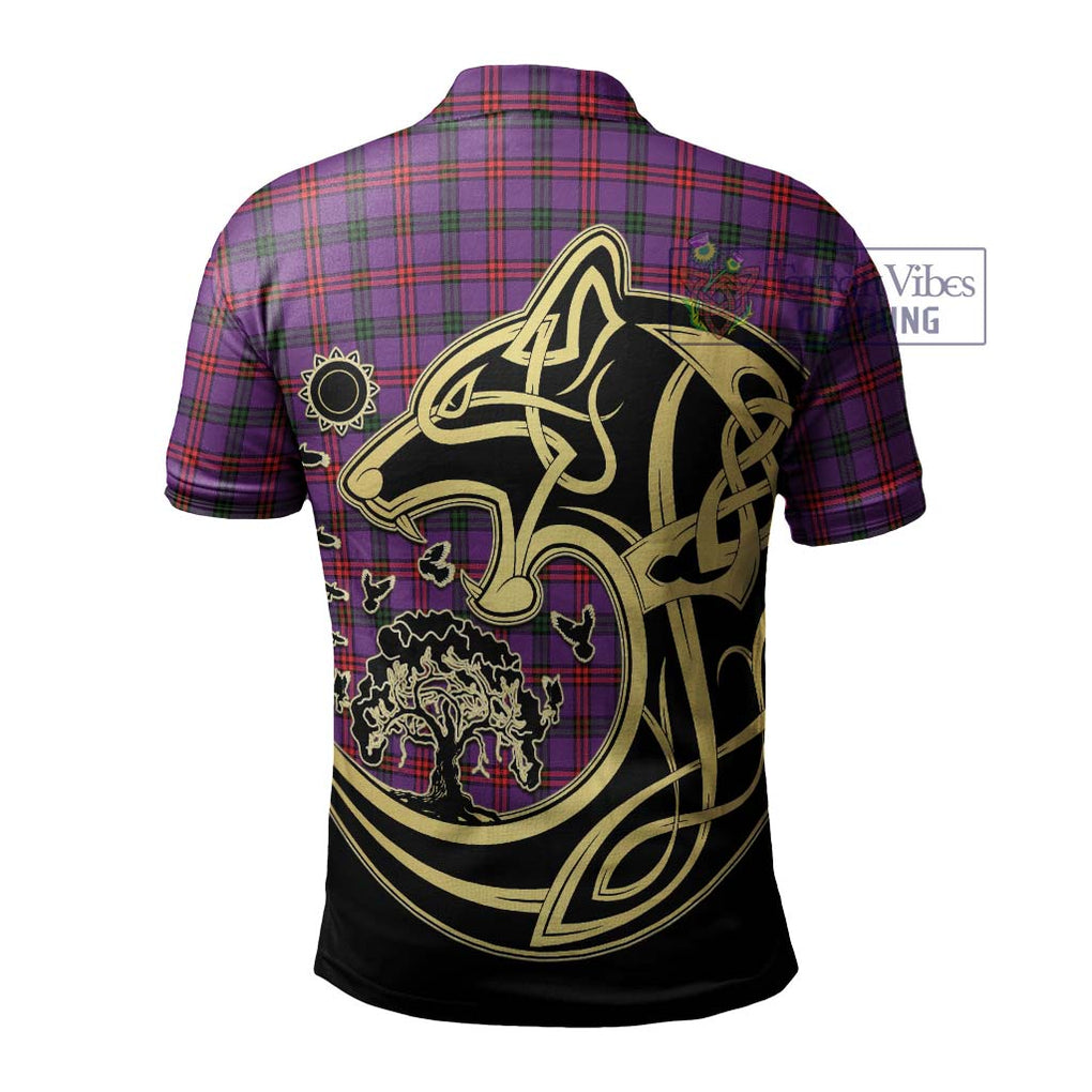 Montgomery Tartan Polo Shirt with Family Crest Celtic Wolf Style - Tartanvibesclothing Shop