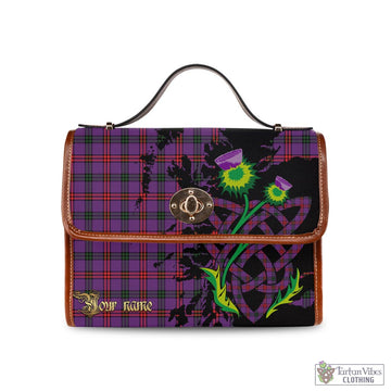 Montgomery Tartan Waterproof Canvas Bag with Scotland Map and Thistle Celtic Accents