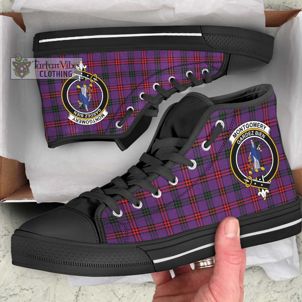 Tartan Vibes Clothing Montgomery Modern Tartan High Top Shoes with Family Crest