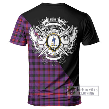 Montgomery Tartan T-Shirt with Family Crest and Military Logo Style