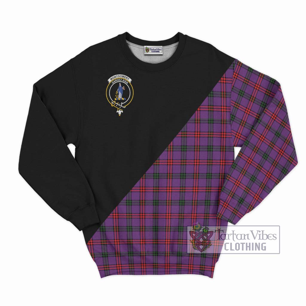 Tartan Vibes Clothing Montgomery Modern Tartan Sweatshirt with Family Crest and Military Logo Style