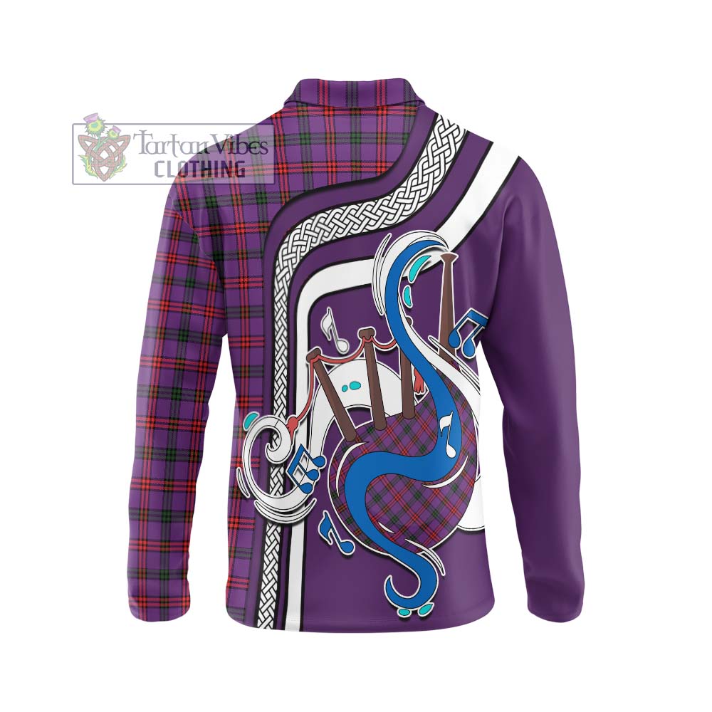 Tartan Vibes Clothing Montgomery Modern Tartan Long Sleeve Polo Shirt with Epic Bagpipe Style