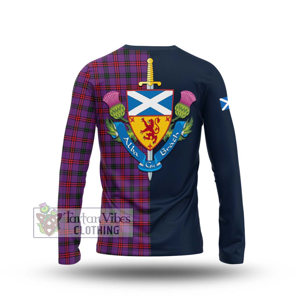 Tartan Vibes Clothing Montgomery Modern Tartan Long Sleeve T-Shirt with Scottish Lion Royal Arm Half Style