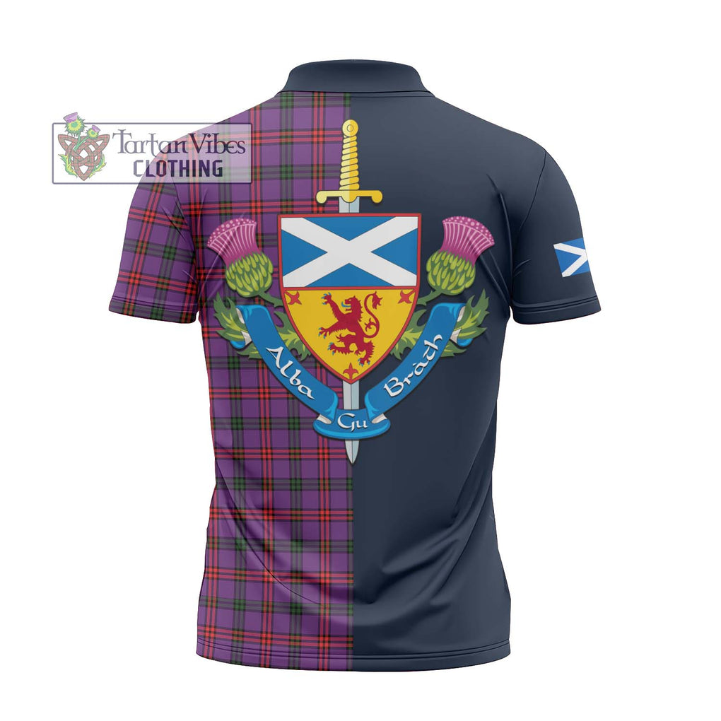 Tartan Vibes Clothing Montgomery Modern Tartan Zipper Polo Shirt with Scottish Lion Royal Arm Half Style