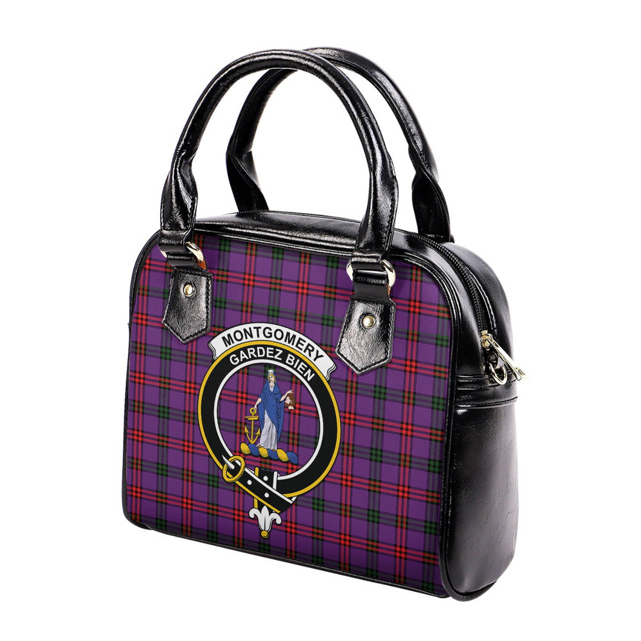 Montgomery Modern Tartan Shoulder Handbags with Family Crest - Tartanvibesclothing