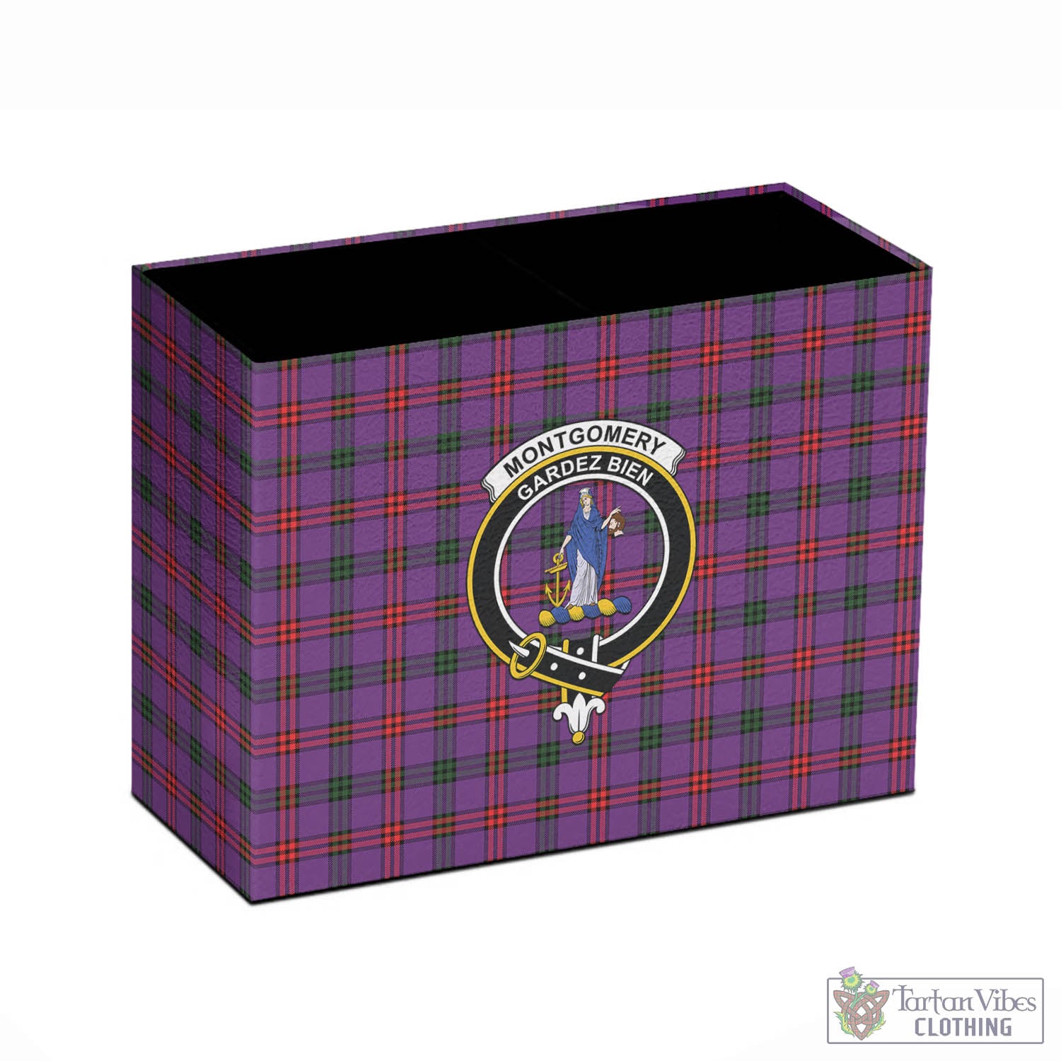 Tartan Vibes Clothing Montgomery Modern Tartan Pen Holder with Family Crest