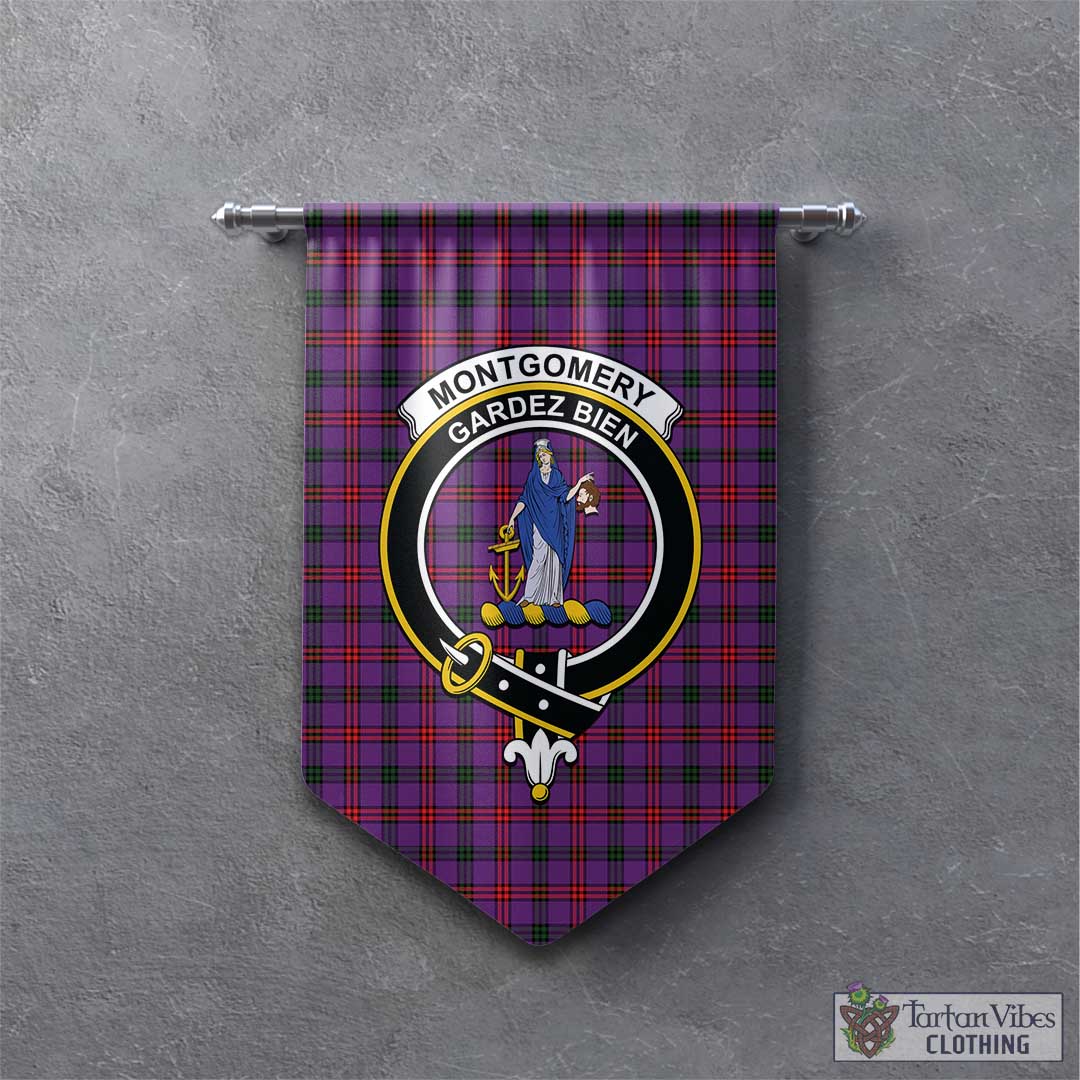 Tartan Vibes Clothing Montgomery Modern Tartan Gonfalon, Tartan Banner with Family Crest