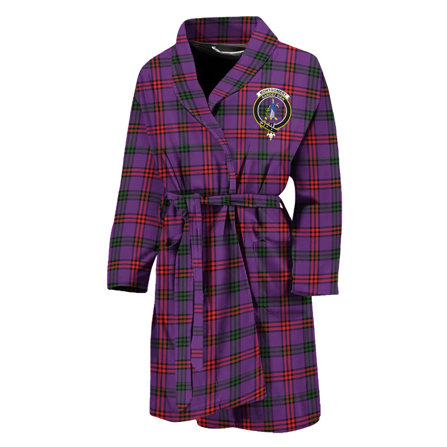 Montgomery Tartan Bathrobe with Family Crest Unisex M - Tartan Vibes Clothing