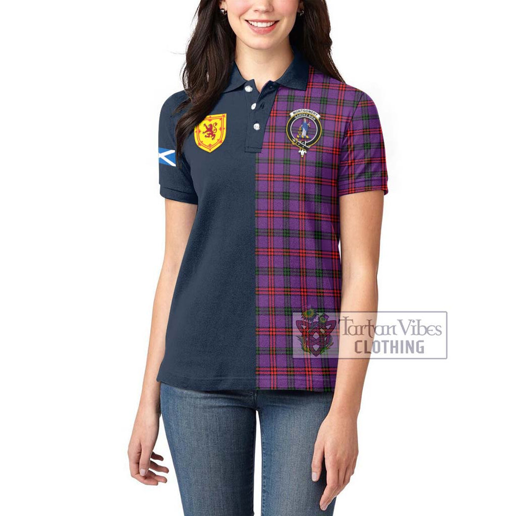 Tartan Vibes Clothing Montgomery Modern Tartan Women's Polo Shirt with Scottish Lion Royal Arm Half Style