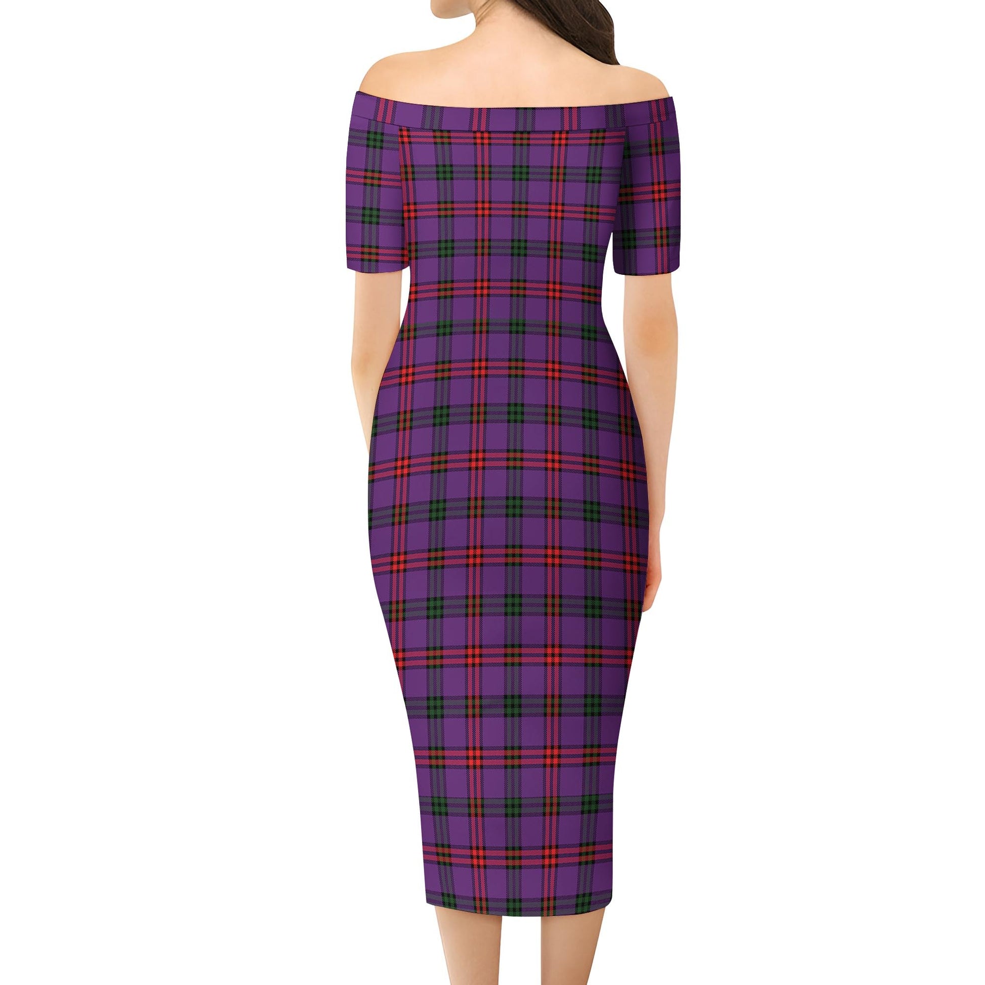 Montgomery Modern Tartan Off Shoulder Lady Dress - Tartanvibesclothing