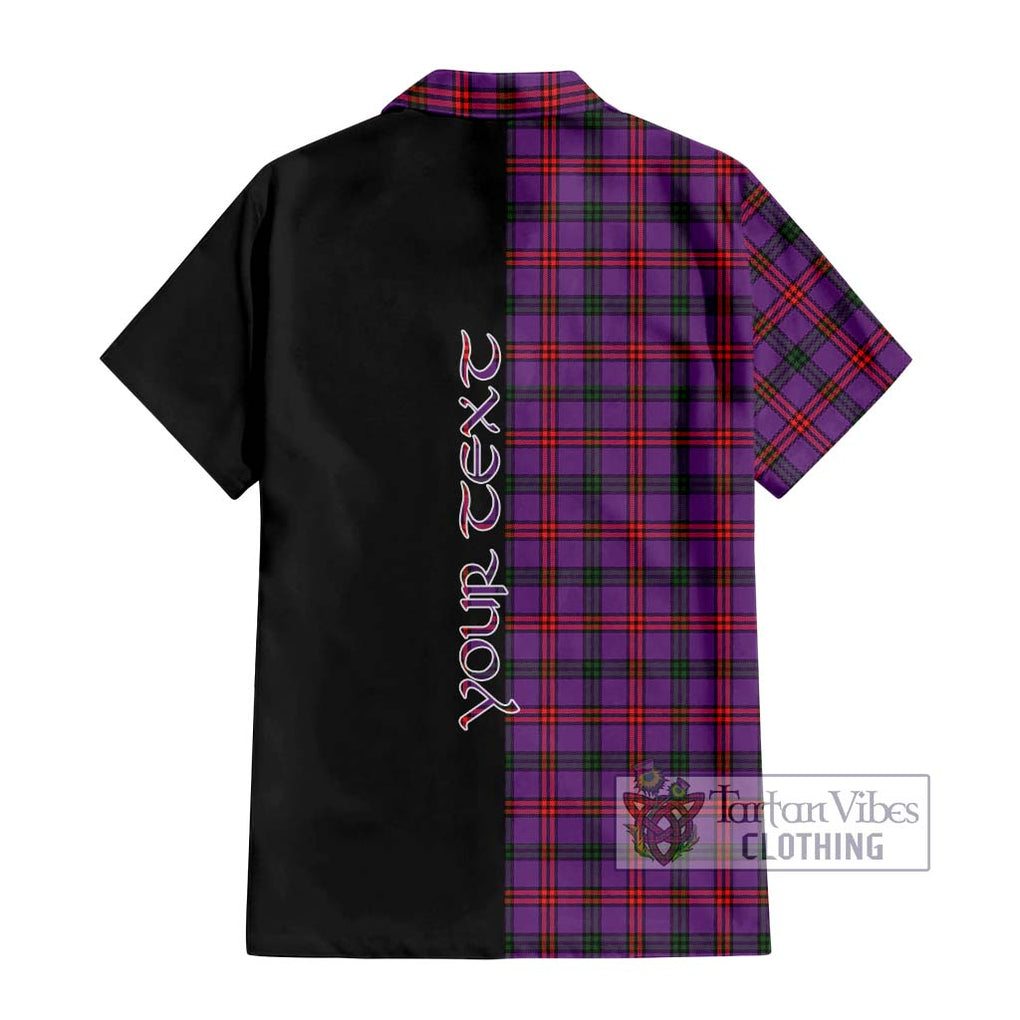 Montgomery Tartan Short Sleeve Button Shirt with Family Crest and Half Of Me Style - Tartanvibesclothing Shop